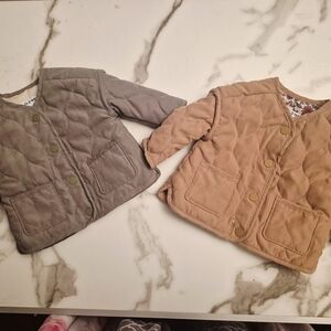 2 Old NAVY BABY Quilted Jackets - Gray and Tan